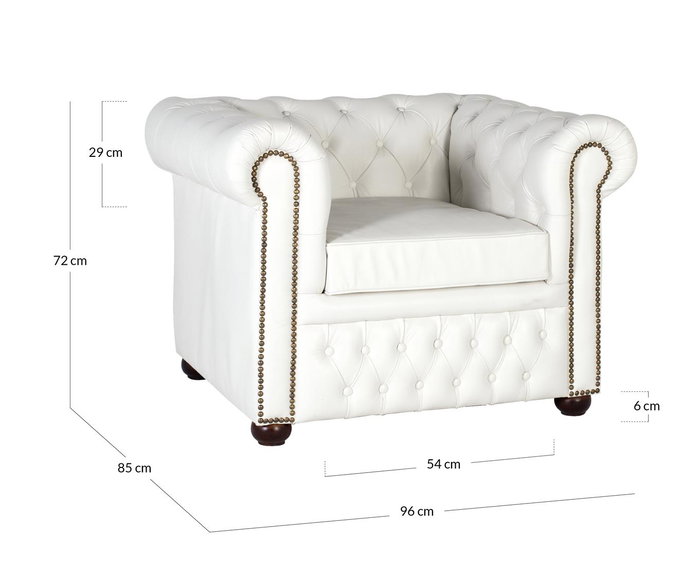 GINER Y COLOMER Sillón Chester uniplaza tapizado en piel natural acabado blanco